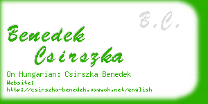 benedek csirszka business card